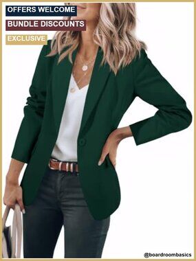 Women's Slim Fit Blazer Long Sleeve Notch Lapel Office Work Suit Jacket